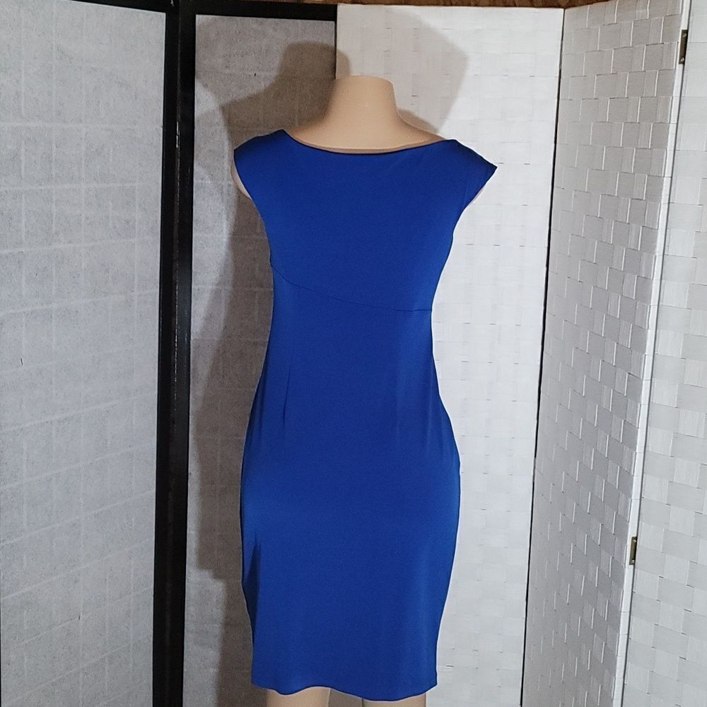 DRESS BARN SLEEVELESS RUCHED DETAILS ROUND NECKLINE SHEATH DRESS - Picture 6 of 14